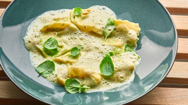 Pasta Agnolotti fylt med Krabbe
